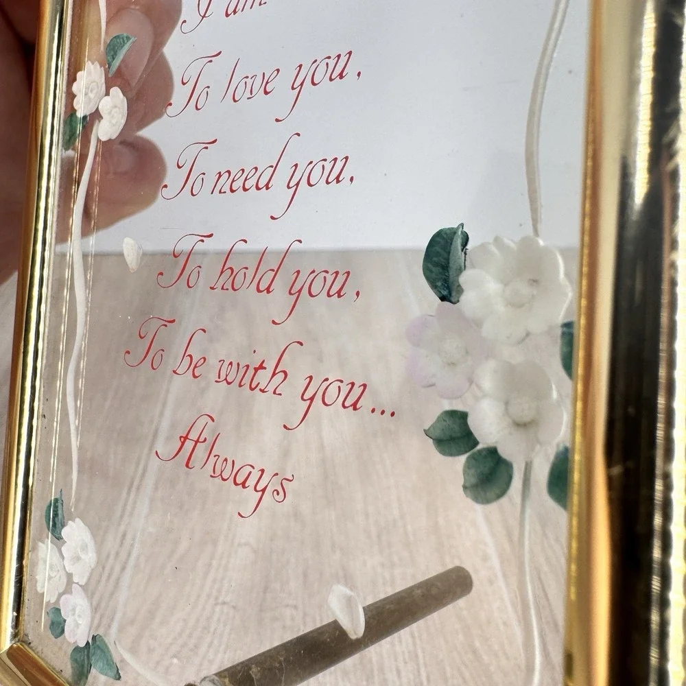 Vintage‎ Gold Glass Frame Romantic Poem Floral Wedding Love Quote 5x4